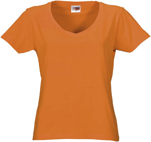 ORANJE DAMES T-SHIRT V-HALS